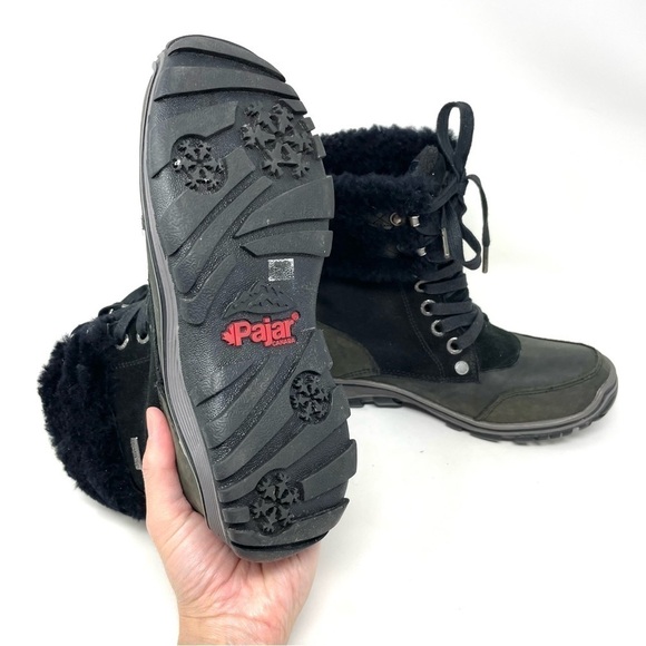 PAJAR Abbie Black Leather Cold Weather Fur Cuff Boots Size 7.5/ 38 - Picture 9 of 13